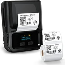 Phomemo M120 Label Maker with 3 Pack Label Paper, Barcode Label Printer Thermal Label Printer Mini Wireless Label Maker for Retail,Office,Small Business,Compatible with Android & iOS System, Black