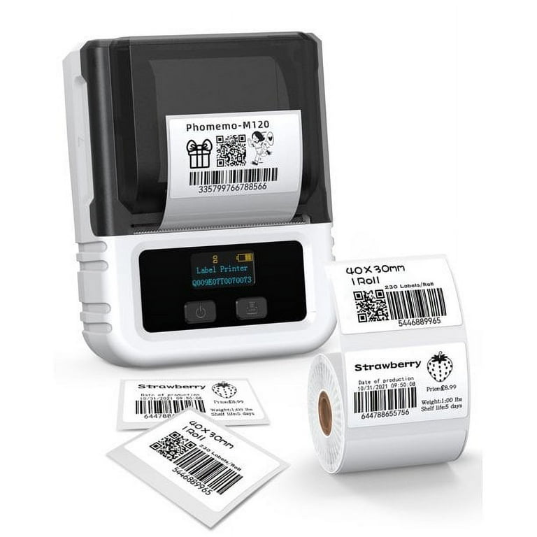 Phomemo M120 Label Maker,Barcode Label Printer, Portable Bluetooth