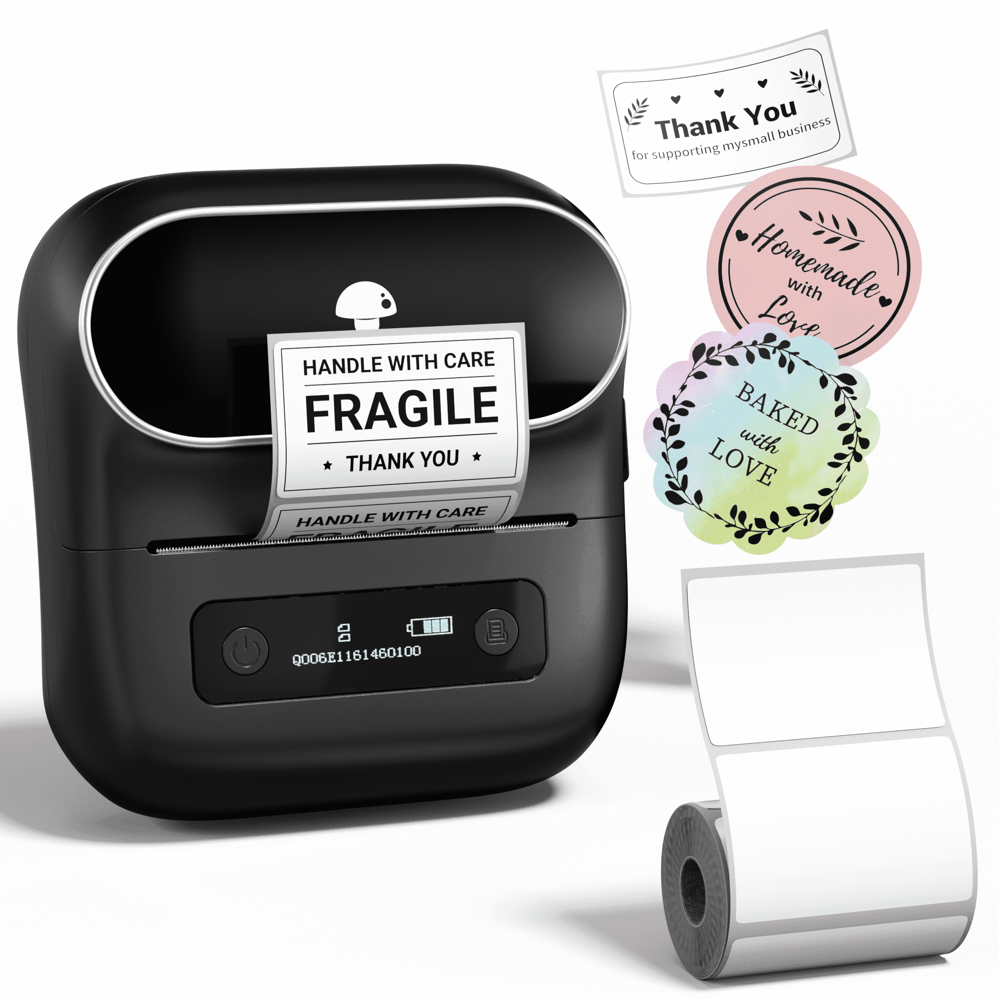 Phomemo M220 3.14 Inch Portable Bluetooth Thermal Label Maker - Support 20-80mm Width Label for Clothing, Mailing, and Address Labels - Compatible with Phone and Laptop (Black)