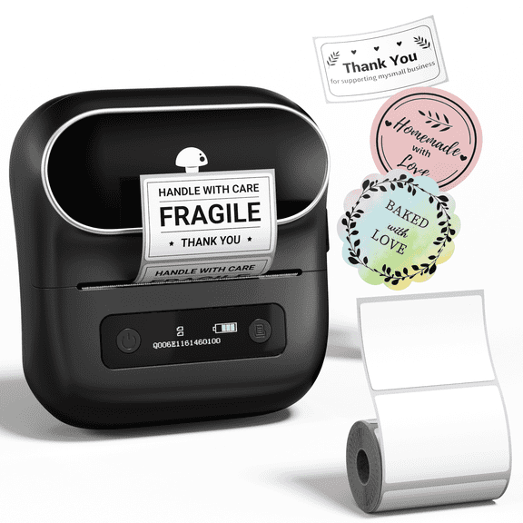 Phomemo M220 3.14 Inch Portable Bluetooth Thermal Label Maker - Support 20-80mm Width Label for Clothing, Mailing, and Address Labels - Compatible with Phone and Laptop (Black)