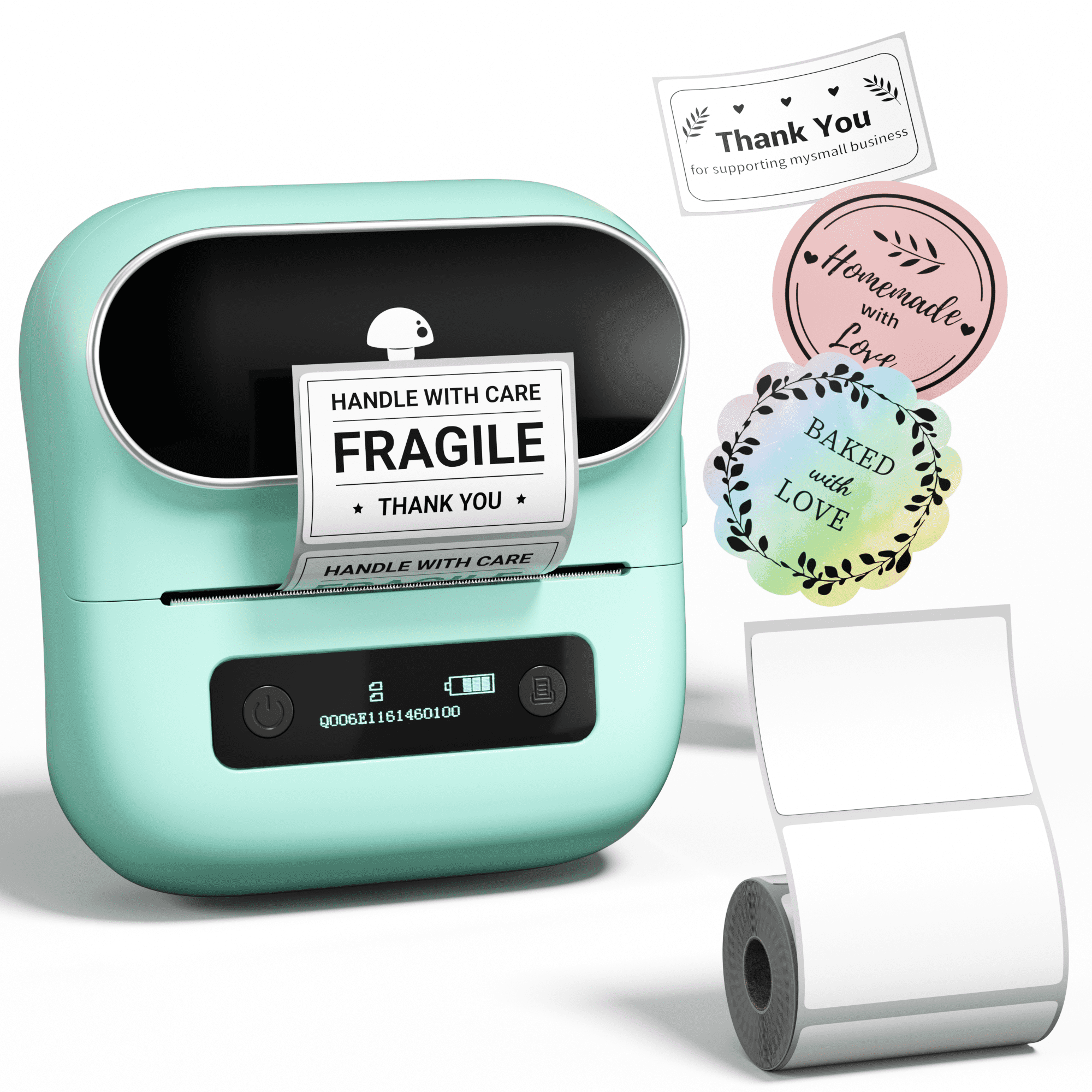 Phomemo M220 3.14 Inch Portable Bluetooth Thermal Label Maker - Support 20-80mm Width Label for Clothing, Mailing, and Address Labels - Compatible with Phone and Laptop (Green)