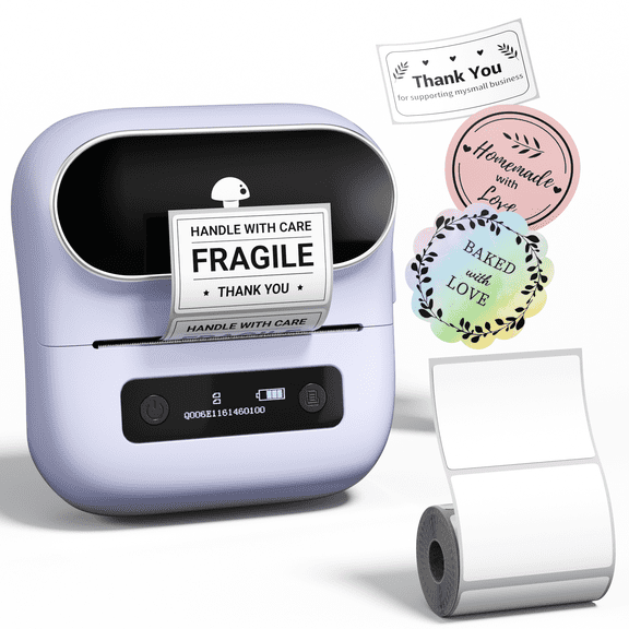 Phomemo M220 3.14 Inch Portable Bluetooth Thermal Label Maker - Support 20-80mm Width Label for Clothing, Mailing, and Address Labels - Compatible with Phone and Laptop (Purple)