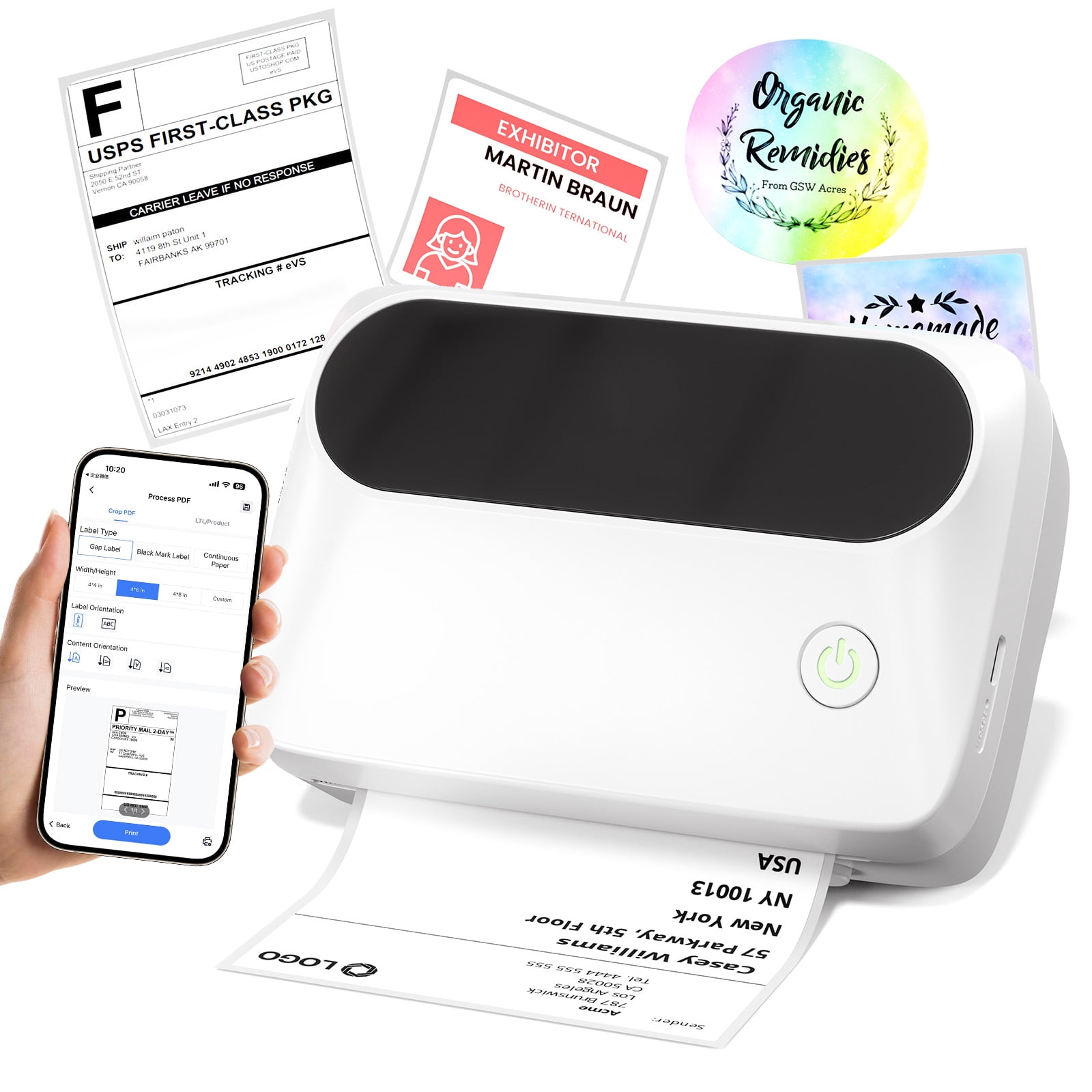 Phomemo-W Phomemo M421 Portable Shipping Label Printer, 1.57"-4" Width Thermal Portable Printers, Bluetooth  4 x 6 Shipping Label Maker for Shipping, Warehouse, Barcode, Address,Compatible with Phone & PC