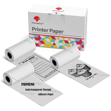 Phomemo Matte Self-Adhesive Thermal Paper, Clear Sticker Paper for M02/M02 Pro/M02S/M03/M03AS/M04S Mini Printer, Black