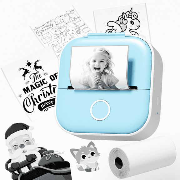 Phomemo T02 Portable Label Maker, Mini Sticker Printer, Bluetooth Inkless Sticker Maker Machine, Mobile Printer for Study Notes, Kids Gift, Photos, Journals, To-dos (Blue)