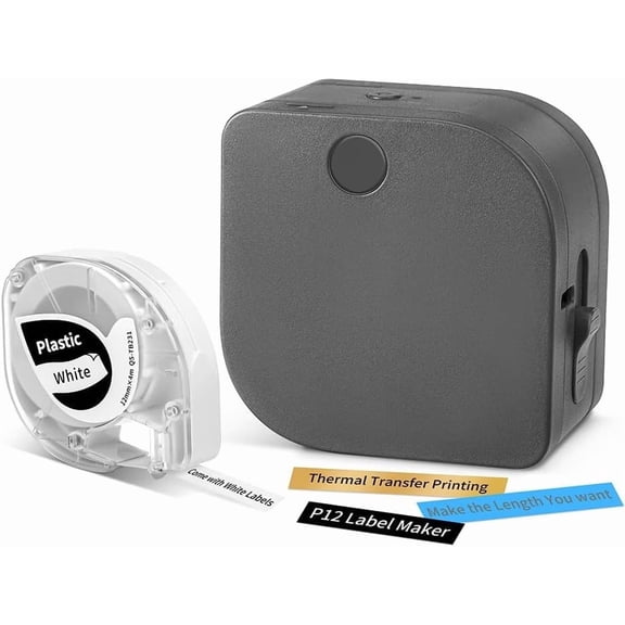 P12 Portable Bluetooth Label Maker Machine with Tape Handheld Built-in Cutter Small Label Maker- Effortlessly Organize and Personalize Labels for Home, Office, and On-the-Go(Black)