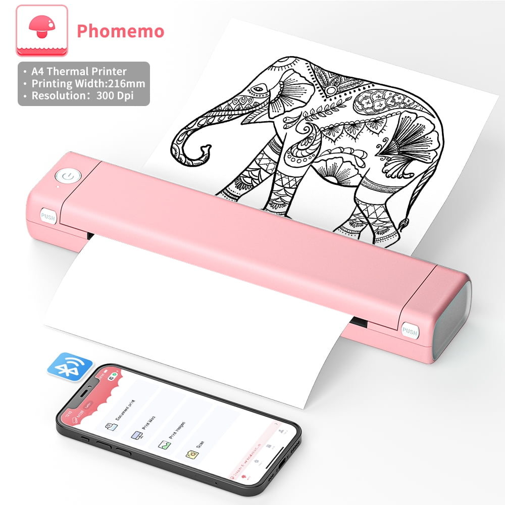 Phomemo Portable Printer M08F-Letter Bluetooth Printer Support 8.5 X 11  Letter Thermal Paper,Pink 