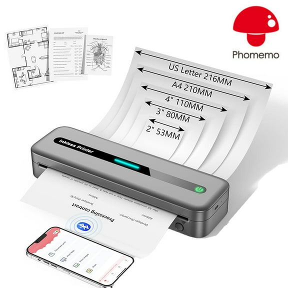 Phomemo Portable Wireless A4 Mobile Thermal Printer Bluetooth for iOS Laptop LOT