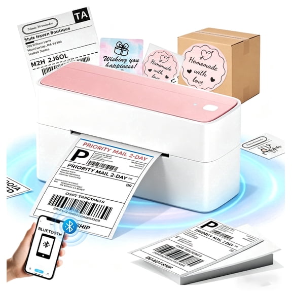 Phomemo Shipping Label Printer - 241BT 4X6 Wireless Thermal Label Printer, Bluetooth Thermal Label Printers for Small Business, Compatible with iPhone, Android, Amazon, Shopify, UPSPink