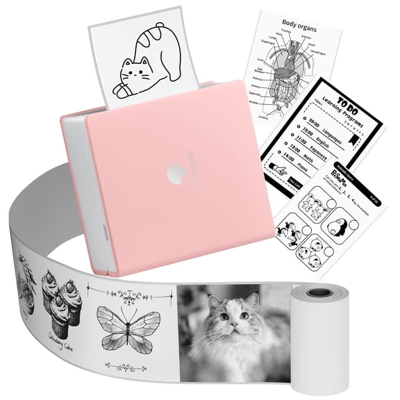 Phomemo Sticker Printer - M02 Label Maker Portable Bluetooth Thermal Sticker Printer for Notes, Gifts, Journals, Planners, Scrapbooking, and Creative Projects(Pink)