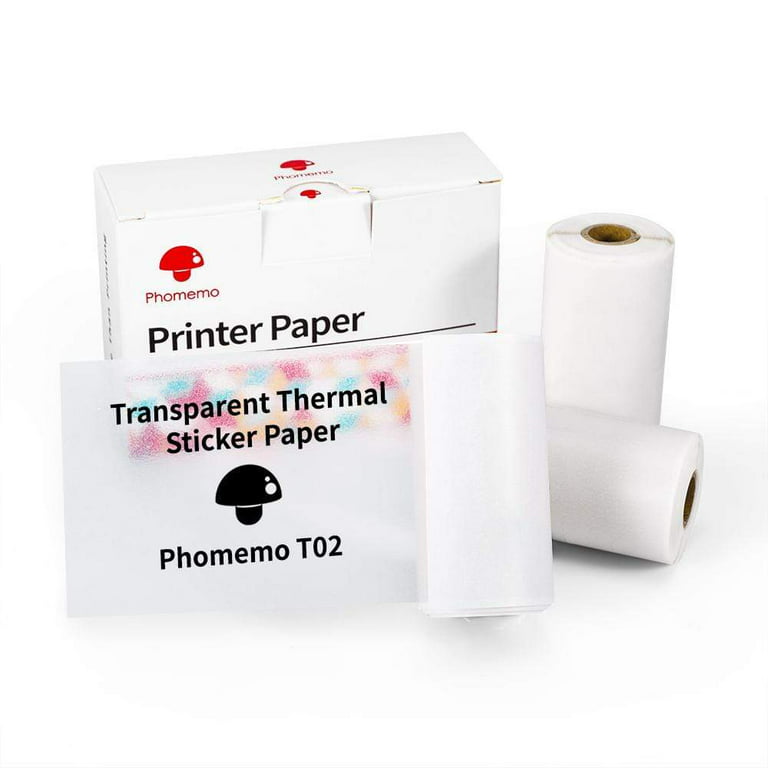 Phomemo Printer Paper for M02/M02 Pro/M02S/M03 Printer, Black on White  Thermal Self-Adhesive Sticker Label Printer Paper, 1.97 Inch x 11.48 Feet  (50mm