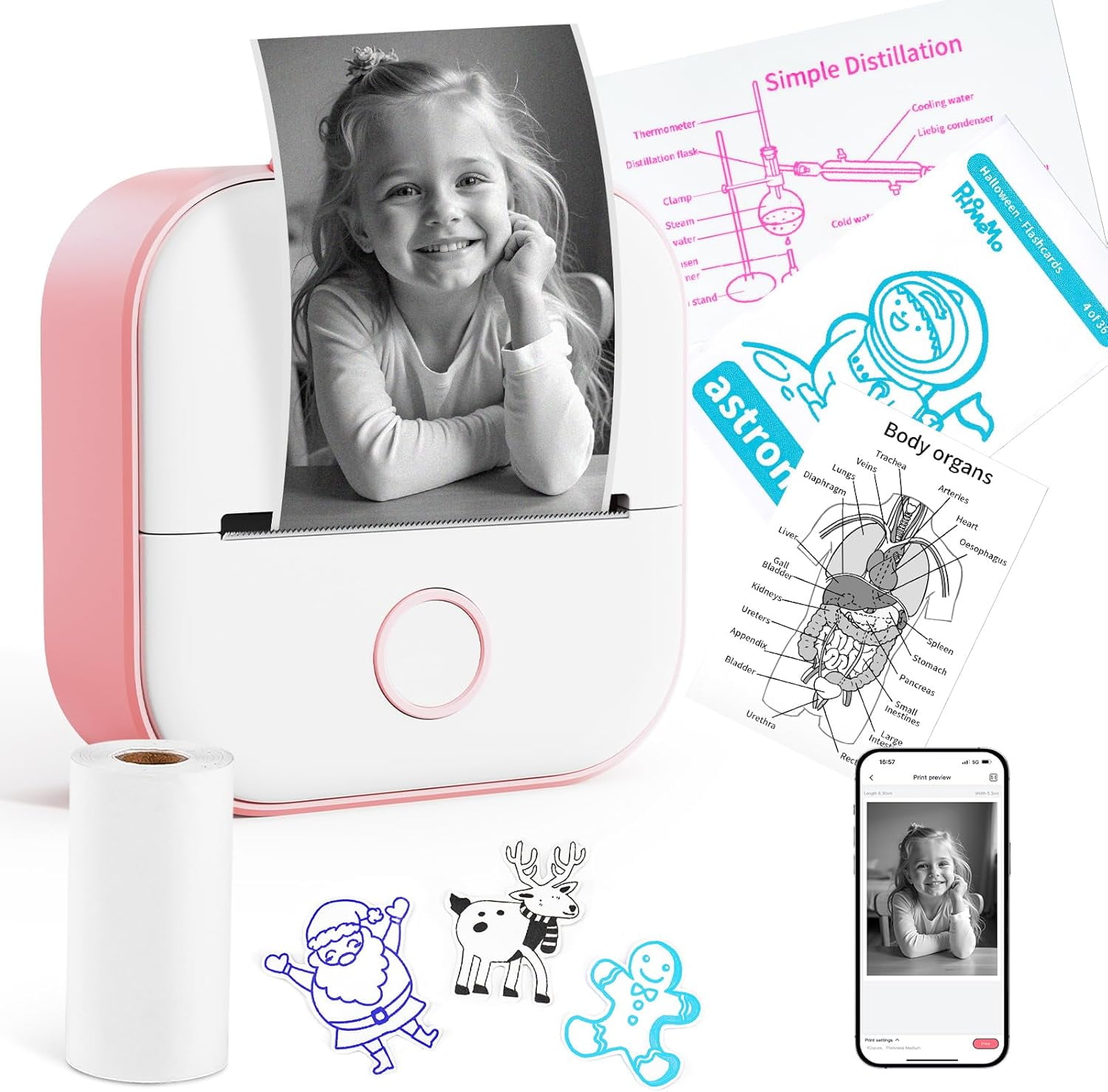 Phomemo ACPO02PK Pink Mini Sticker Thermal Printer