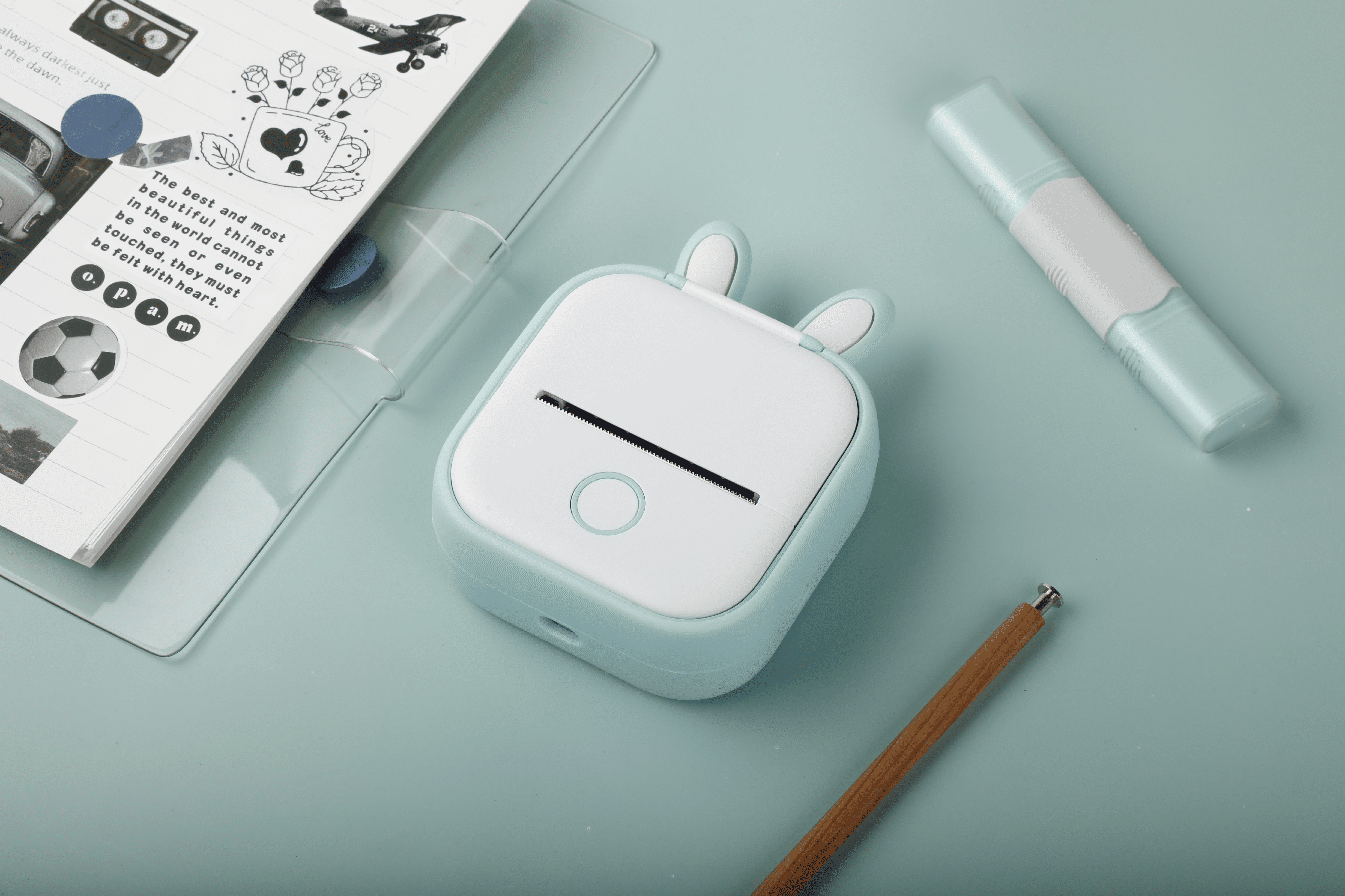 Phomemo-W Phomemo T02 Protective Case with Bunny Ears, Soft Silicone BPA-Free Cute Design – Compatible with T02 Mini Bluetooth Wireless Pocket Printer, Green