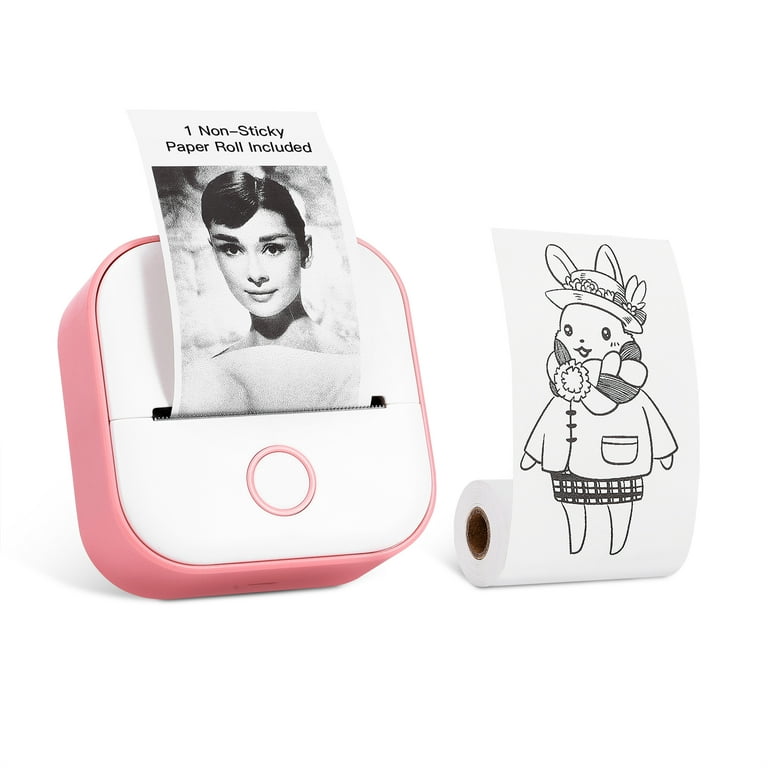 Phomemo M02 Portable Photo Printer Mini Bluetooth Thermal Printer, Built in  Rechargeable Battery and Paper Roll Holder, Compatible with Android&IOS,  for Bullet Journal, Study Note, DIY, Pink 