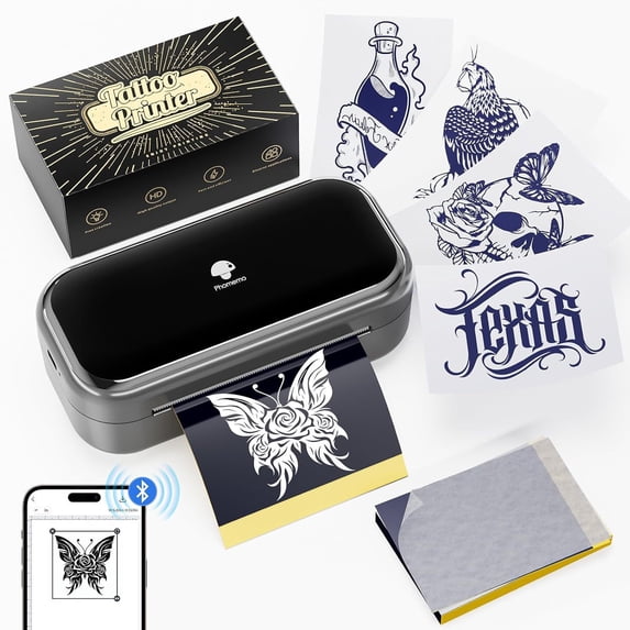 Phomemo TP31 Tattoo Stencil Printer - Mini Bluetooth Stencil Printer with 30pcs Transfer Paper, Wireless Tattoo Machine Printer for Beginners & Artists, Works with Smartphone Tablet PC