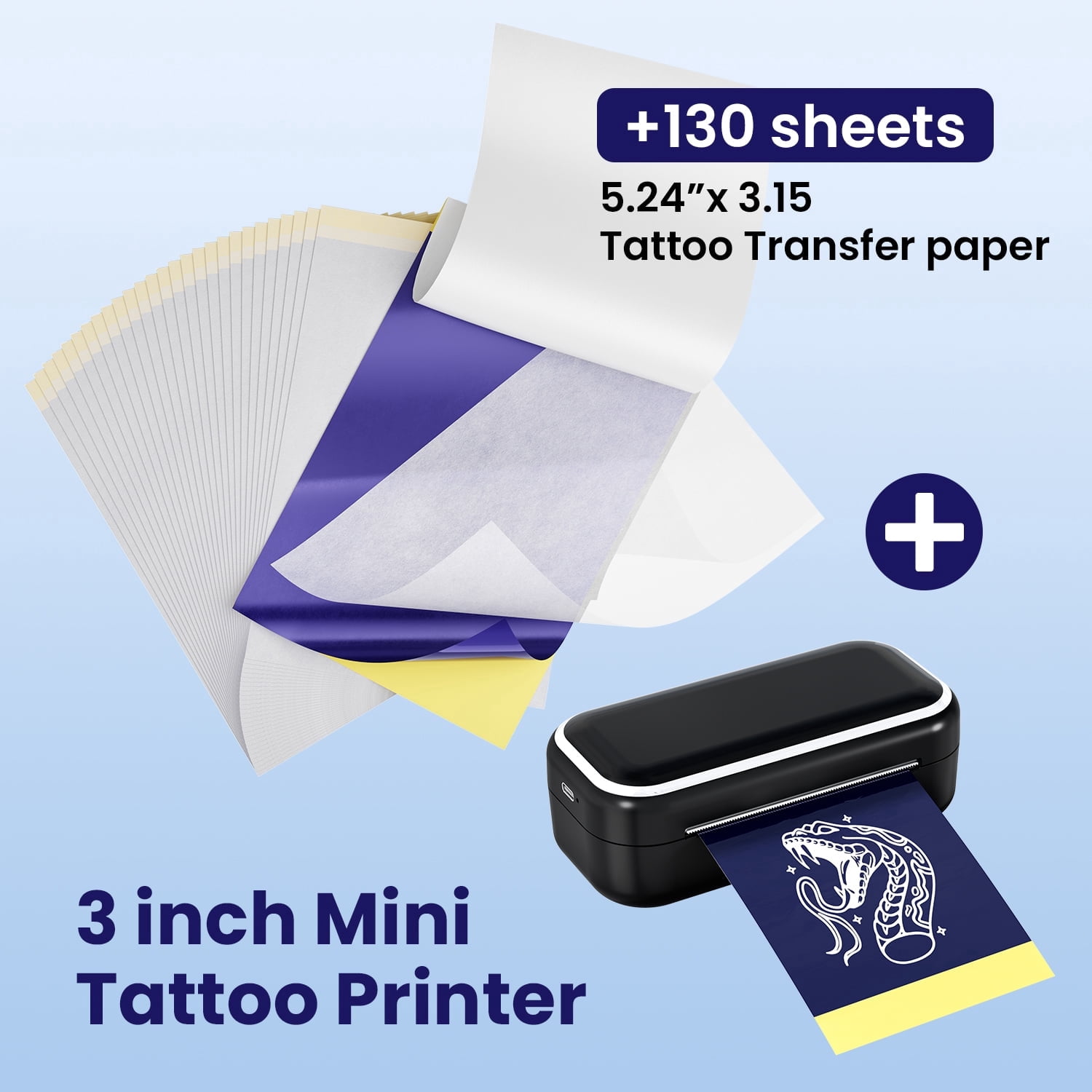 Phomemo TP31 Template Printer, Mini Tattoo Printer With 130 Transfer Sheets Included, Wireless Printing Device, Ideal For Tattoo Beginners And Professional Artists, 203 DPI（Black）