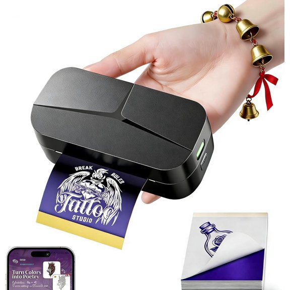 Phomemo Tattoo Stencil Printer for Beginners, Mini Tattoo Printer, New 2 in 1 Wireless Bluetooth Portable Tattoo Stencil & Document Printer for iPhone Android Laptop, Tattoo Machine Kit forProfession