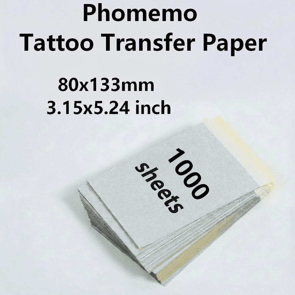Phomemo Tattoo Transfer Paper, 80x133mm (3.15x5.24 inch) 1000 sheets, suitable for TP31/TP32 3-inch models, is an excellent choice for small designs and partial tattoos.