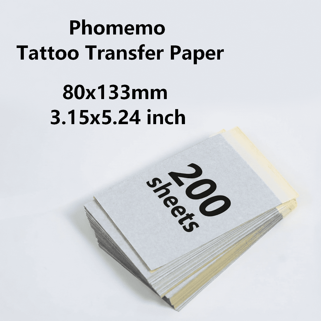 Phomemo Tattoo Transfer Paper, 80x133mm (3.15x5.24 inch) 200 sheets, suitable for TP31/TP32 3-inch models, is an excellent choice for small designs and partial tattoos.
