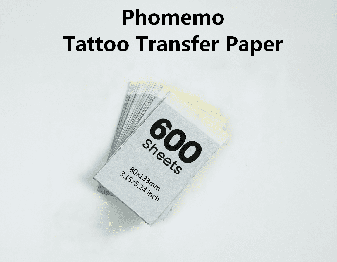 Phomemo Tattoo Transfer Paper, 80x133mm (3.15x5.24 inch) 600 sheets, suitable for TP31/TP32 3-inch models, is an excellent choice for small designs and partial tattoos.