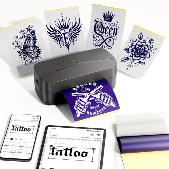 Phomemo Tattoo Transfer Printer, TP32 Mini Tattoo Machine with 25 Free Transfer Sheets, Wireless Tattoo Transfer Printer, Compatible with Phones And Tablets, Ideal for Offices/Tattoo Studios