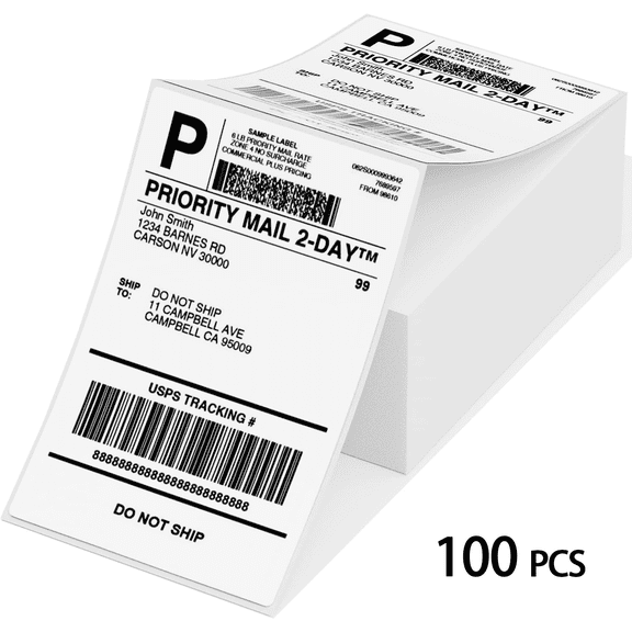 Phomemo Thermal Label Printer Paper, 4"x 6" 100, 1 Packs of 100 Fold Labels - Compatible with JADENS, ASprink, Phomemo, Rollo, Zebra, Omezizy and Other Thermal Printers D450 D520 D550 B246D M421 PM24