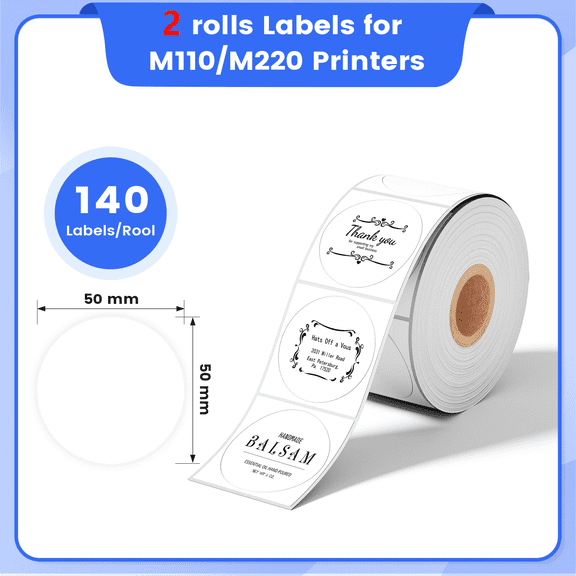 [Phomemo Thermal Labels] 2Rolls For M110/M100/M220/M221 White Rectangular Labels Ideal For Printing Barcodes/ Mailing/ Signage/ Addresses/ Business/ Home Labels