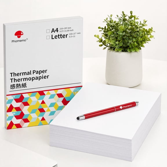 Phomemo US Letter Folding Thermal Paper, 8.5" x 11" Continuous Inkless Thermal Printer Paper, 200 Sheets, Compatible with M08F-Letter, M08D, COLORWING and TATTMUSE Portable Printers