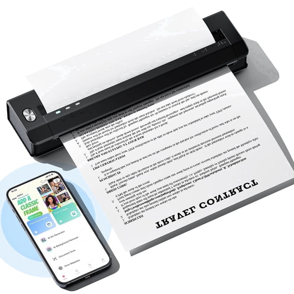 Phomemo Upgraded A281U Wireless Portable Printer , Inkless Technology, Bluetooth Thermal Printer 8.5" x 11"& A4 Size,Inkless Mobile Printer with Carry Case for Travel,Office,School,Car,Home,Black