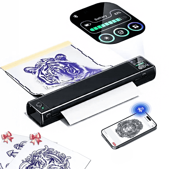 Phomemo Upgraded M08F Plus Tattoo Stencil Printer with 10pcs Transfer Paper, Bluetooth Tattoo Printer Machine with Touchscreen, Compatible with Phone/Tablet/PC, Tattoo Supplies for Tattoo Artists