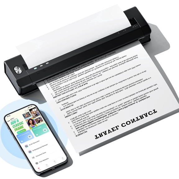 Phomemo Upgraded A281U Wireless Portable Printer , Inkless Technology, Bluetooth Thermal Printer 8.5" x 11"& A4 Size,Inkless Mobile Printer with Carry Case for Travel,Office,School,Car,Home,Black