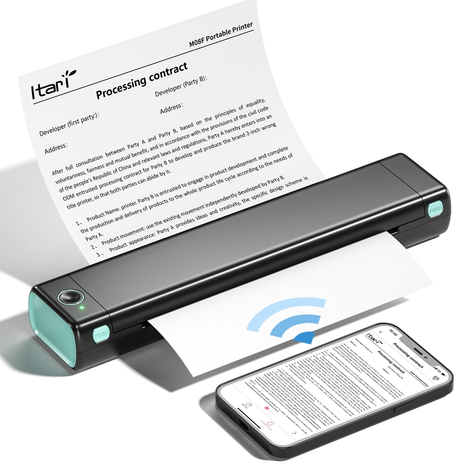 Phomemo Wireless Printer, Portable Thermal Inkless Printer Compatible with Android iOS Phones & Laptops, Black