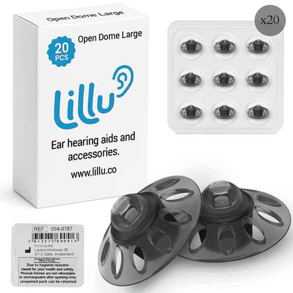 Phonak Open Dome Large 4.0 Hearing Aid Domes, 20 Pack - Genuine Sonova Replacement for Phonak Audeo