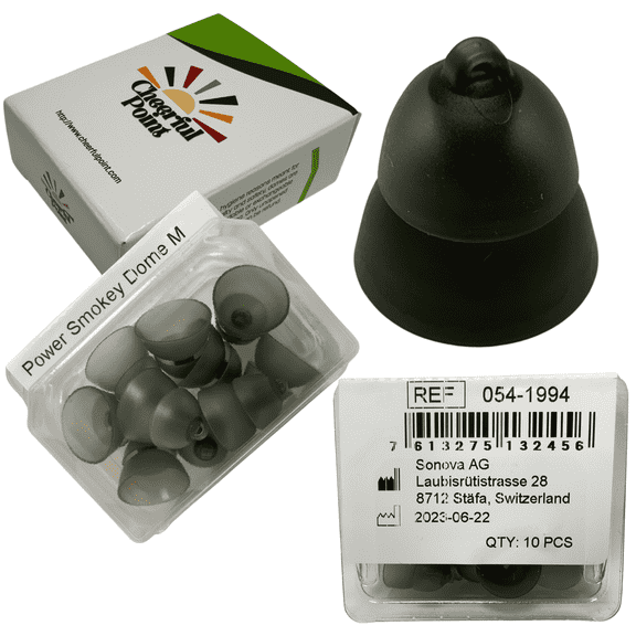 Phonak 4.0 Power Smokey Hearing Aid Domes, Medium Size (0.45 inch=11.5 mm), 10 domes in 1 pack, Hearing aid domes manufactured by Sonova (OEM)