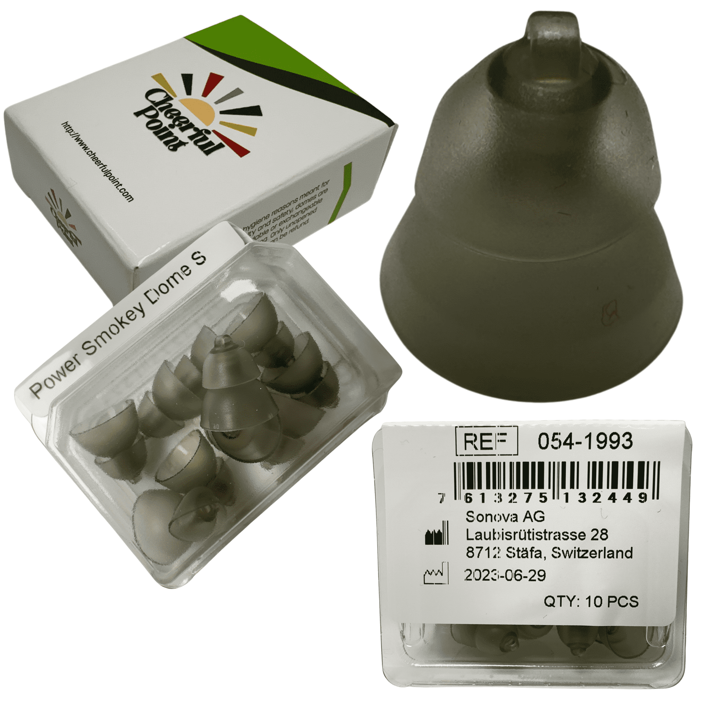 Codomes Rplasmets Phonak 4.0 Power Smokey Hearing Aid Domes, Small Size (0.39 inch=10 mm ...