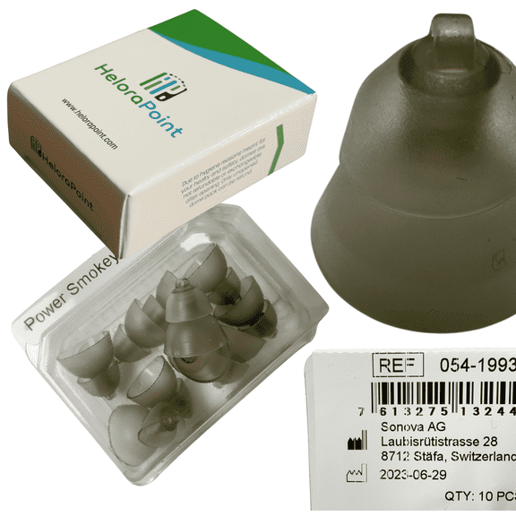 Phonak Power Smokey Hearing Aid Domes 4.0 – Small Size (S) – 10-Pack – Compatible with Marvel, Paradise, Lumity RIC Devices – Dual Flange – Original Replacement Tips