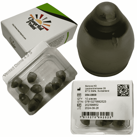 Codomes Rplasmets Phonak 4.0 vented hearing aid domes, small size (0.29 inch=7.5 mm), 10 ...