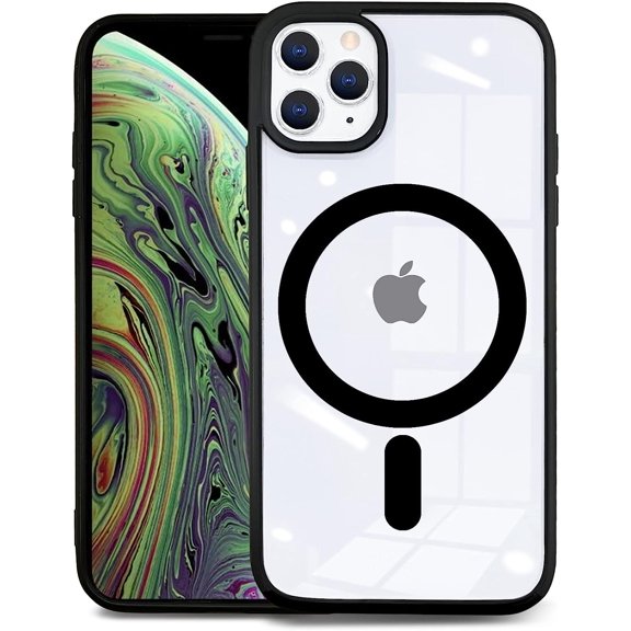 Phone 11 Pro Max Case Compatible with MagSafe, Anti Yellowing Shockproof Phone Case for Women Men Slim Thin Clear Phone Cover for iPhone 11 Pro Max (6.5 inch) - Candy Black