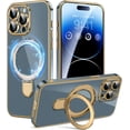 thumbnail image 1 of for Phone 14 Pro Max Case with Magnetic Ring Stand,[Compatible with Magnetic][Full Camera Protection] Shockproof Protective Non-Slip Sturdy Kickstand for Phone 14 ProMax Case 6.7'' Grey Green, 1 of 13