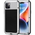 thumbnail image 1 of Phone 14 Pro Max Metal Case, Heavy Duty Shockproof, Rugged with Built-in Screen Protector, Full Body DustProof - Silver, 1 of 14