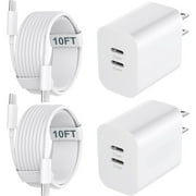 JOZASHON IPhone 16 Pro Charger Fast Charging, 40W Dual Port USB C Wall Charger Plug with 10FT Long USB C to C Cable for iPhone 15 Pro Max/15Pro/15/15Plus,iPad Pro,Pods Pro2,Samsung/Android Phone