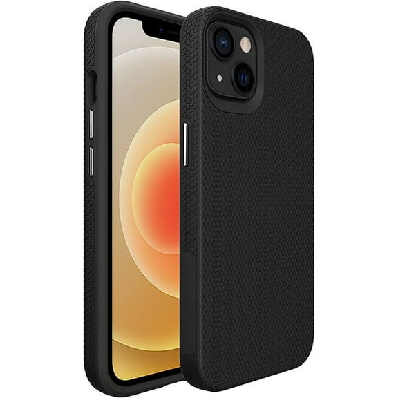 Phone 15 6.1" Case, Dual Layers Heavy Duty Shockproof Rugged Shock-Absorption Anti-Scratch Wireless Charging Support Anti-slip Bumper Silicone TPU Case Cover for Apple iPhone 15 6.1",Black