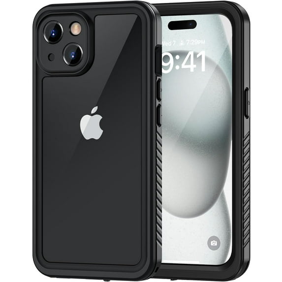 Phone 15 Plus Case, IP68 Waterproof Dustproof Shockproof Cases with Built-in Screen Protector, 360 Full Body Protective Front and Back Cover for iPhone 15 Plus - 6.7 inch (Black)