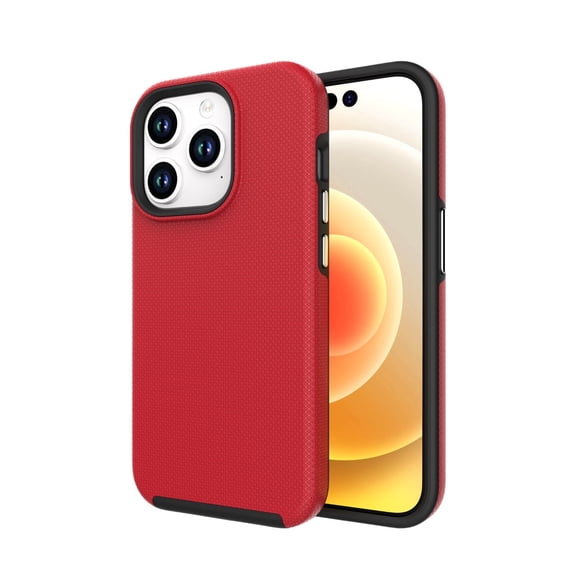 Phone 15 Pro 6.1" Case, Dual Layers Heavy Duty Shockproof Rugged Shock-Absorption Anti-Scratch Wireless Charging Support Anti-slip Bumper Silicone TPU Case Cover for Apple iPhone 15 Pro 6.1",Red