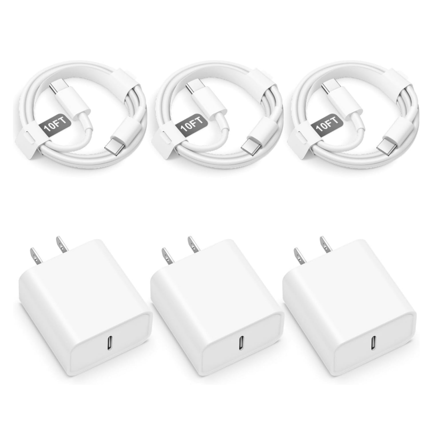 Phone 16 15 Charger Fast Charging Type C Charger Power Adapter USB C Charger Block with 3Packs 10FT C to C Cable Compatible for iPhone 16/16 Plus/16 Pro/16 Pro Max 15/15 Plus/15 Pro Max