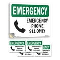 thumbnail image 1 of Phone 911 Only OSHA Emergency Vinyl Decal Label 10 Inch x 7 Inch - 5 Pack, 1 of 6