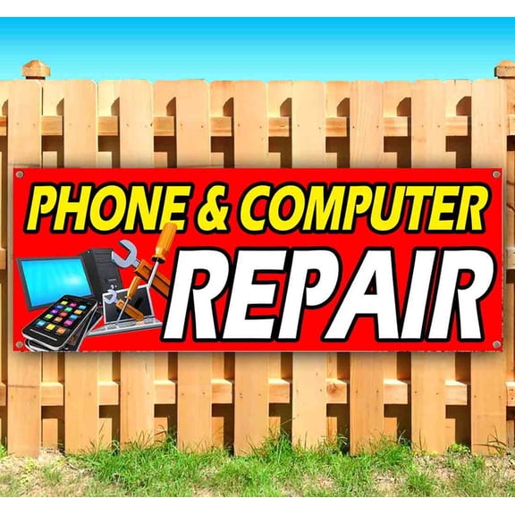 Phone And Computer Repair 13 oz Vinyl Banner With Metal Grommets