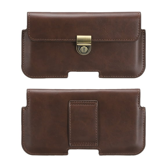 Phone Belt Holder Case for 5.2-6.1" Cell Phones, Horizontal Leather Phone Belt Pouch, Dark Brown