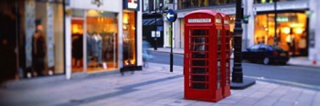 Phone Booth London England United Kingdom Canvas Art - Panoramic Images (18 x 6)
