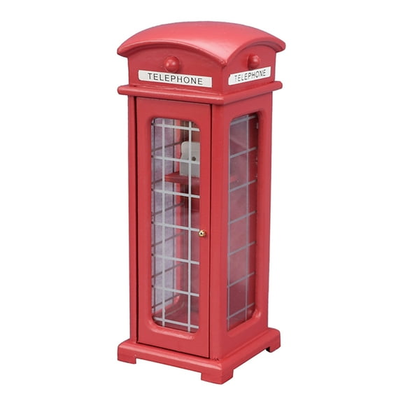 Phone Booth Model Decorative Miniature Red British Phone Booth Landscape Scenery Ornament